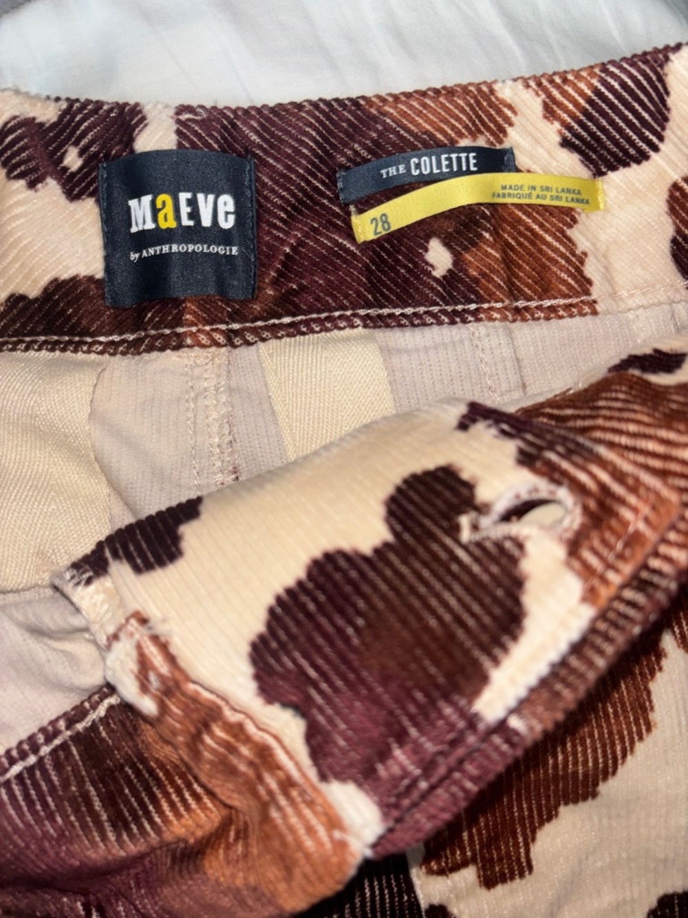 Anthro/Maeve Colette in Cow Print Corduroy - Picture 6 of 6